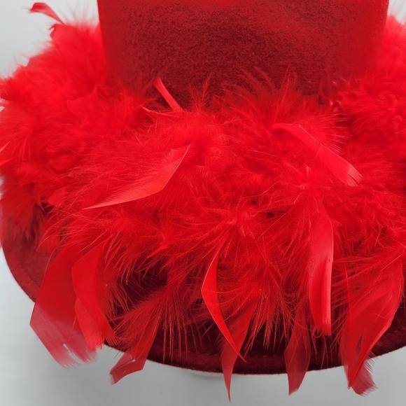 Vintage Wool Felt Hat • Red Feathers • Kentucky Derby • Wide Brim - Picture 5 of 6